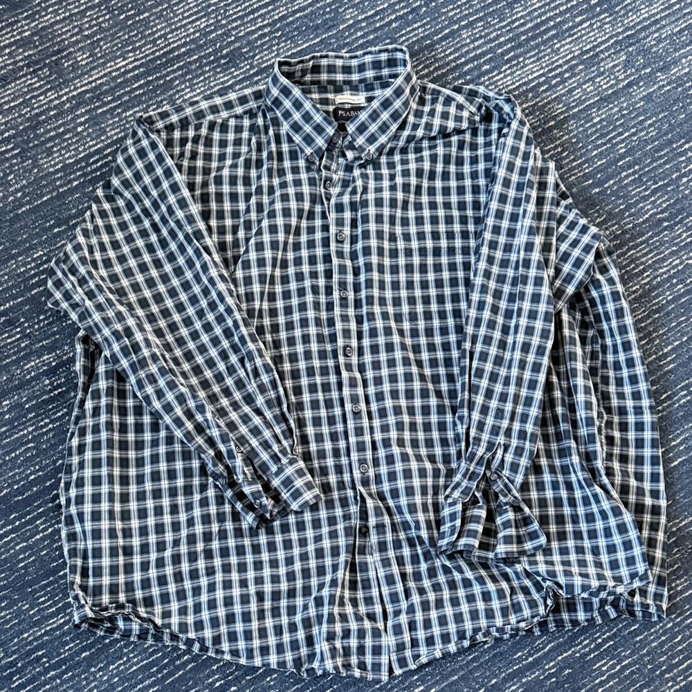 Jos. A. Bank Navy and White Checkered Shirt